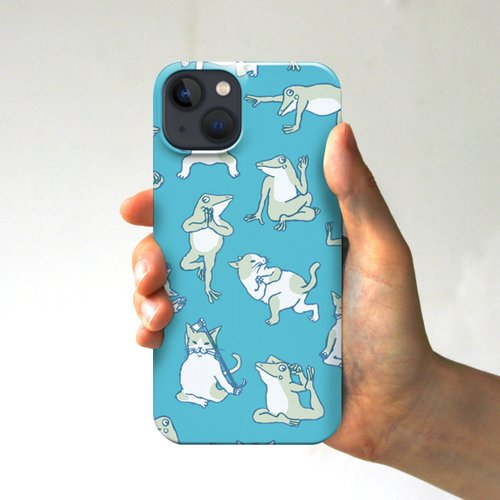 aquagirl - ka 様へ  demodee  iPhone ケース iPhoneケース ヨガを楽しむ猫と青蛙 スカイ - ショップ 河童堂