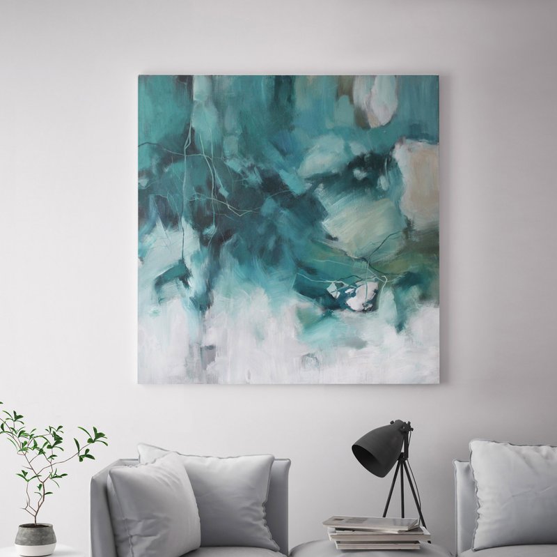 Turquoise Painting | Turquoise Wall Art | Abstract Turquoise | Mint - 壁貼/牆壁裝飾 - 棉．麻 綠色