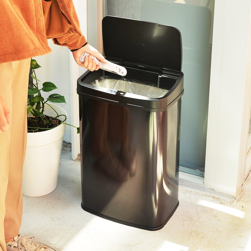 +O Jiawo Japanese style extra large Xili automatic induction Stainless Steel trash can 50L - ถังขยะ - สแตนเลส หลากหลายสี