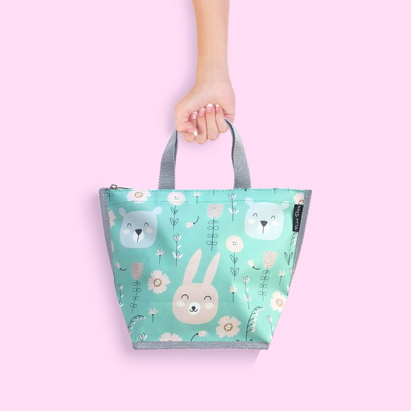 Sunny Bag x Nice Day拉鏈小提袋-春天(淺藍綠) - 手提包/手提袋 - 其他材質 綠色