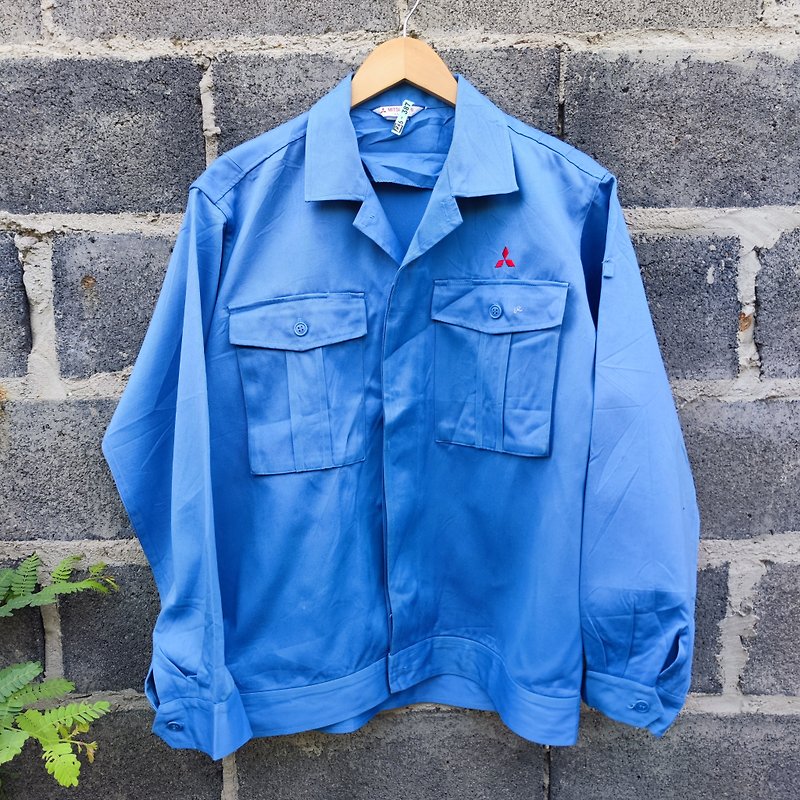 Vintage Mitsubishi Uniform Workwear Jacket - เสื้อโค้ทผู้ชาย - ผ้าฝ้าย/ผ้าลินิน สีน้ำเงิน