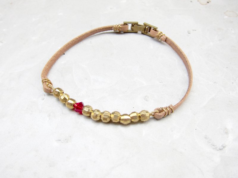 Little red bracelet (ball) - Bracelets - Genuine Leather Brown