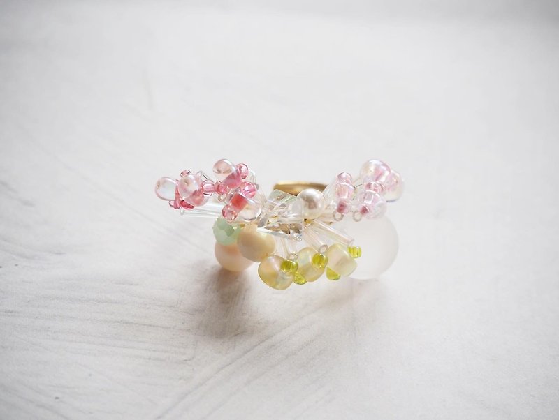 bloom  ring/ear cuff(tropical) - General Rings - Acrylic Pink