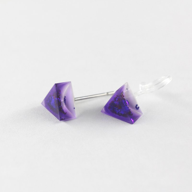 Rebellion / Resin Earrings - Single Stud - ต่างหู - เรซิน สีม่วง