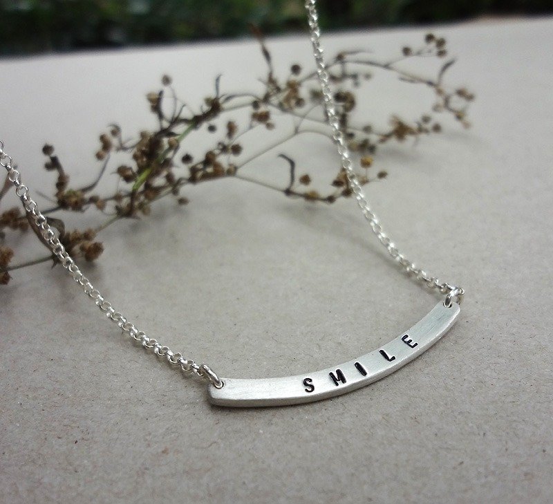 Smile password sterling silver necklace-customized word forging password - สร้อยคอ - โลหะ สีเทา