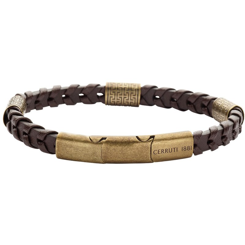 CERRUTI 1881 限量2折 經典不鏽鋼皮革手環 全新專櫃展示品 - 手鍊/手環 - 其他金屬 