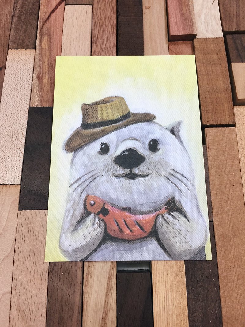 The Heart of Mr. Sea Otter-Animal Daily Series - การ์ด/โปสการ์ด - กระดาษ สีเหลือง