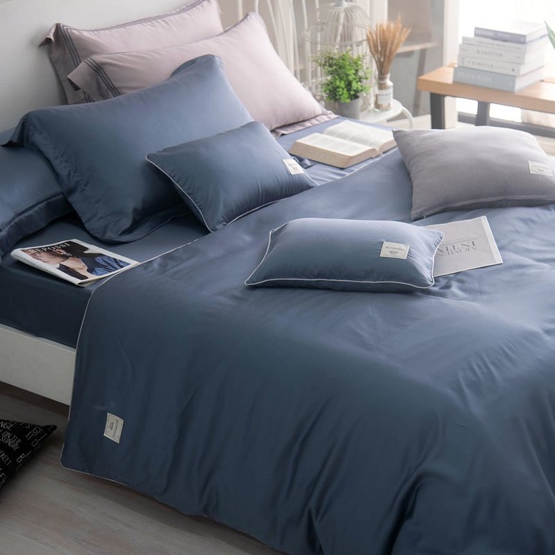 DR9000 Morandi Blue (Single Color) Pure100 Count Tencel Series Lyocell Bed and Quilt Set/Taiwan - เครื่องนอน - วัสดุอื่นๆ 