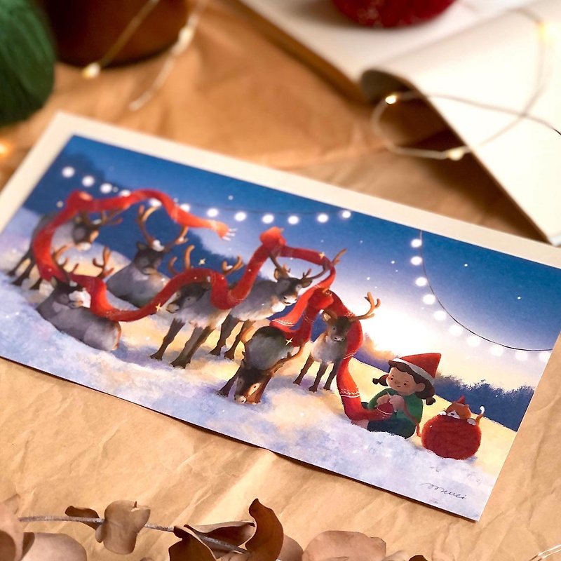Knitting Scarf / Christmas Card - การ์ด/โปสการ์ด - กระดาษ สีน้ำเงิน