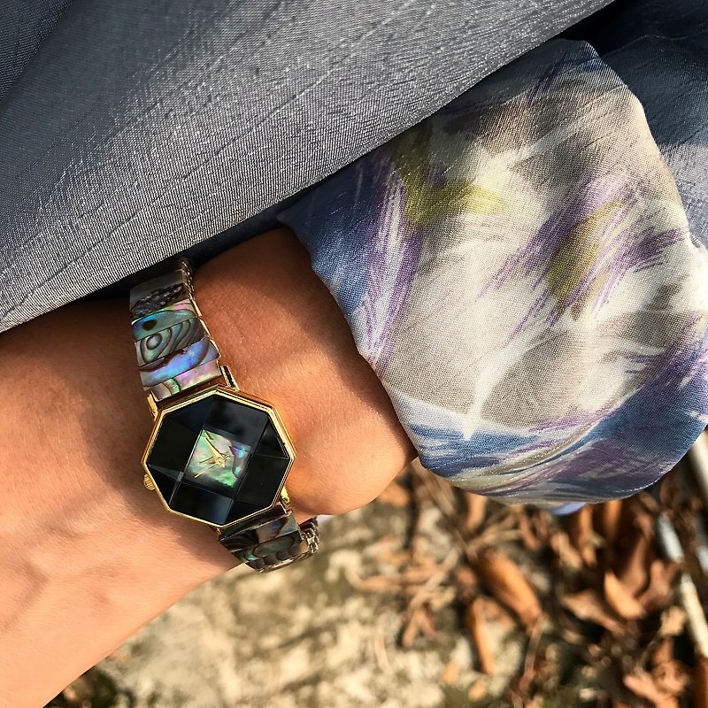 【Lost And Find】Natural  abalone pearl watch - Bracelets - Gemstone Multicolor