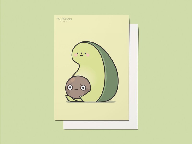 Postcard Avocado - 卡片/明信片 - 紙 綠色