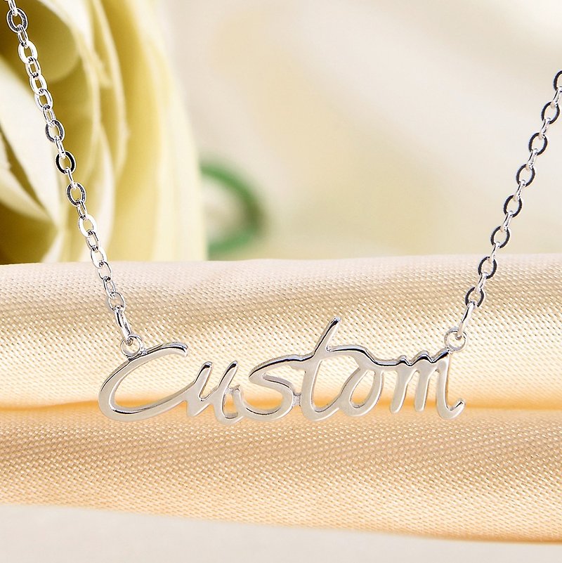 [Silver] Customized Necklace English Name Necklace 925 Sterling Silver Exchange Gift English Letter Necklace - Necklaces - Other Metals Silver