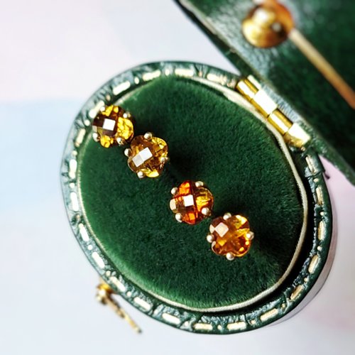Tamasii Jewellery 小花碧璽電鍍18K金純銀耳環