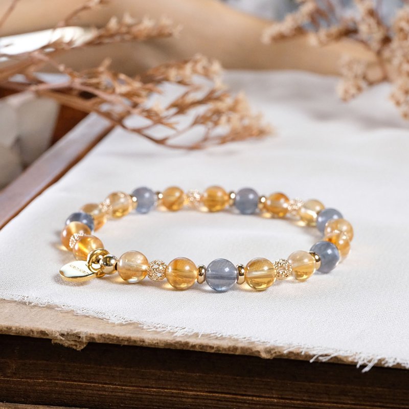 Citrine Stone Bracelet Natural Mineral Crystal - สร้อยข้อมือ - เครื่องเพชรพลอย หลากหลายสี