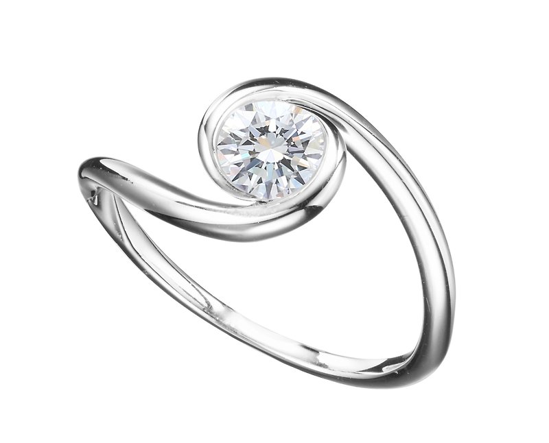 White gold moissanite ring. Non diamond engagement ring, moissanite wedding ring - แหวนทั่วไป - เครื่องประดับ สีใส