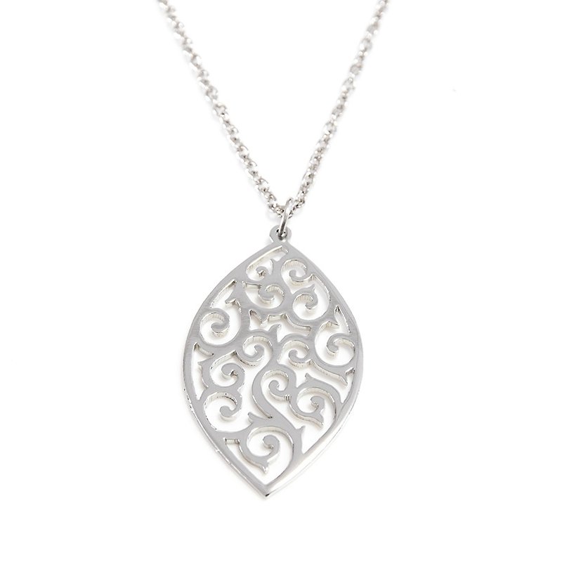 Decorative pattern in marquise shape pendant - 項鍊 - 其他金屬 銀色