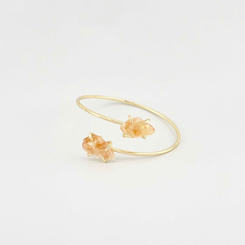 [Raw Ore Cross Open Bracelet] Lucky Citrine Gold - สร้อยข้อมือ - คริสตัล สีเหลือง