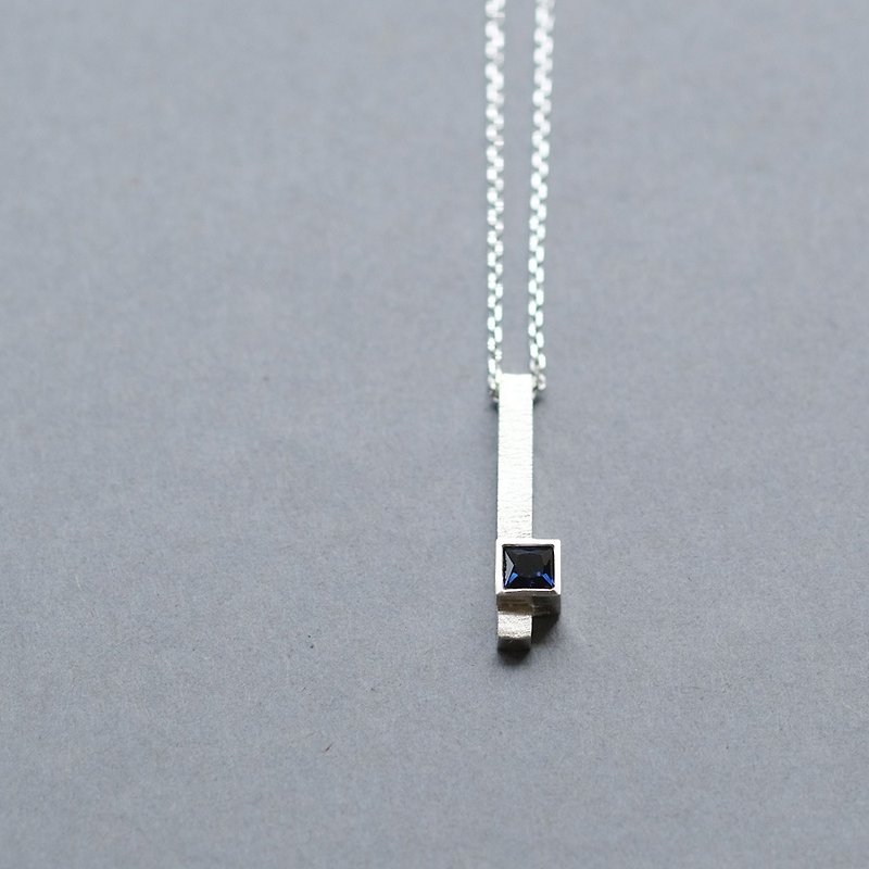 Sapphire Square Men's Necklace Silver 925 - Necklaces - Other Metals Blue