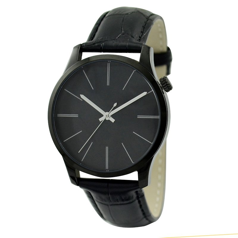 Minimalist Watch with Long Stripe (Big) Black - Free shipping - นาฬิกาผู้ชาย - สแตนเลส สีดำ
