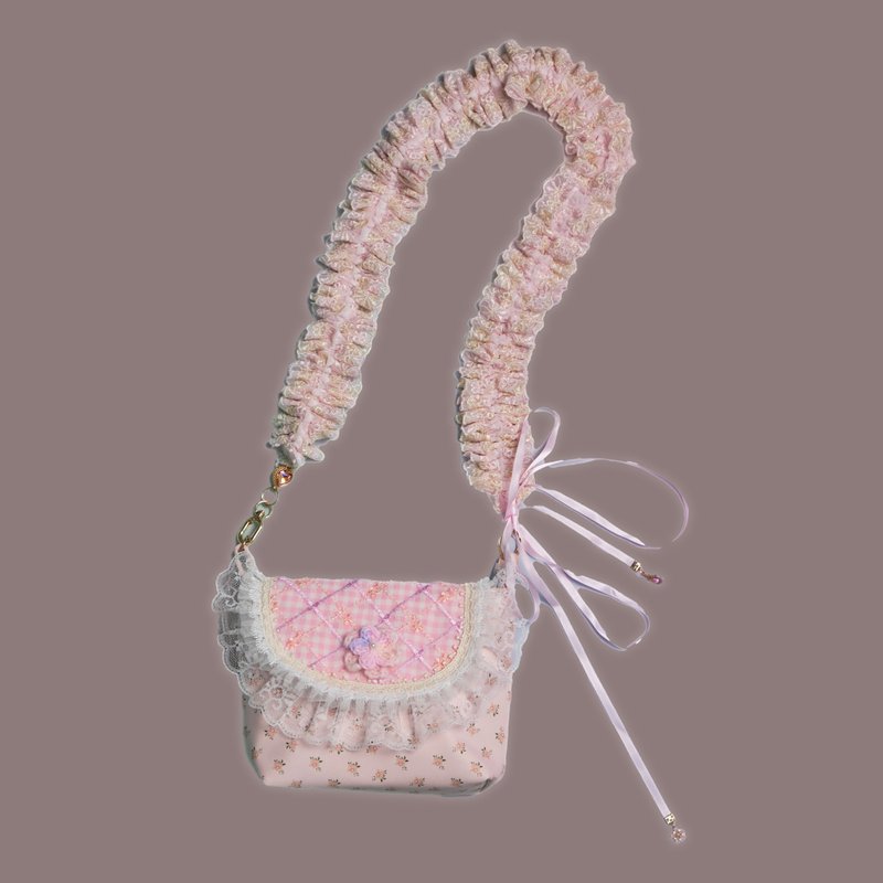 草莓果醬可調整斜肩手製小手袋 - 側背包/斜背包 - 黏土 粉紅色