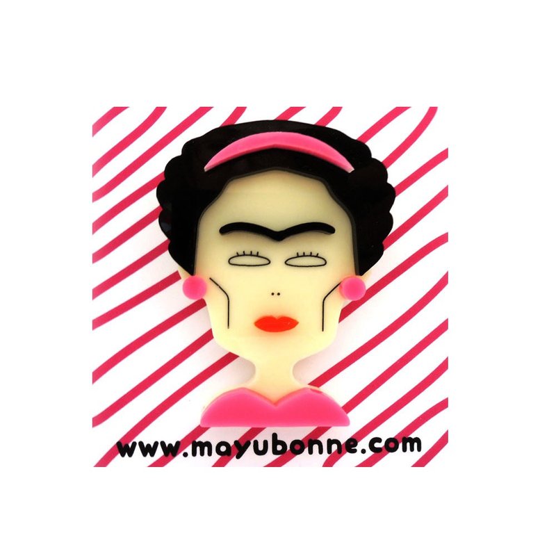 Frida KahloAcrylic Brooch Pin(pink) - 胸針 - 壓克力 粉紅色