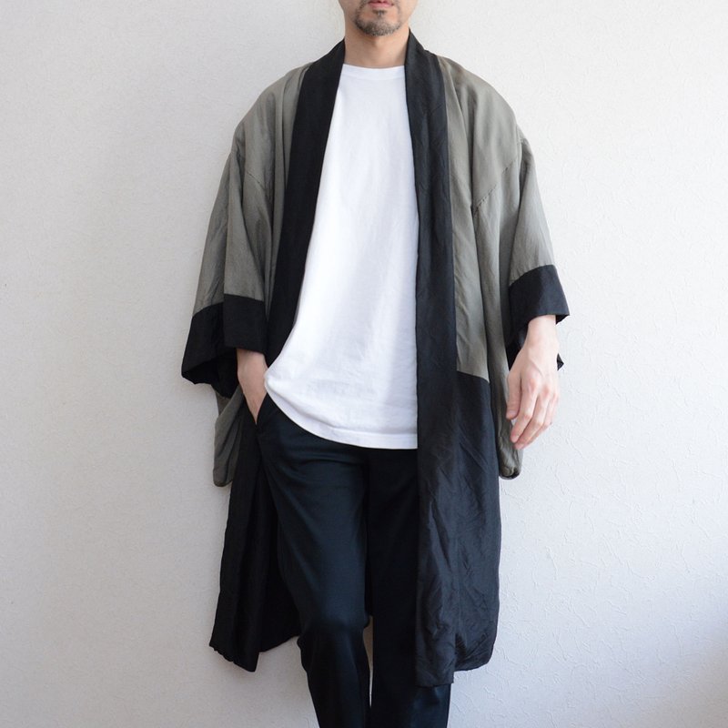 紋付 長羽織 黒 アンティーク着物 ジャケット ジャパンヴィンテージ 昭和 リメイク素材 - 男夾克/外套 - 絲．絹 黑色