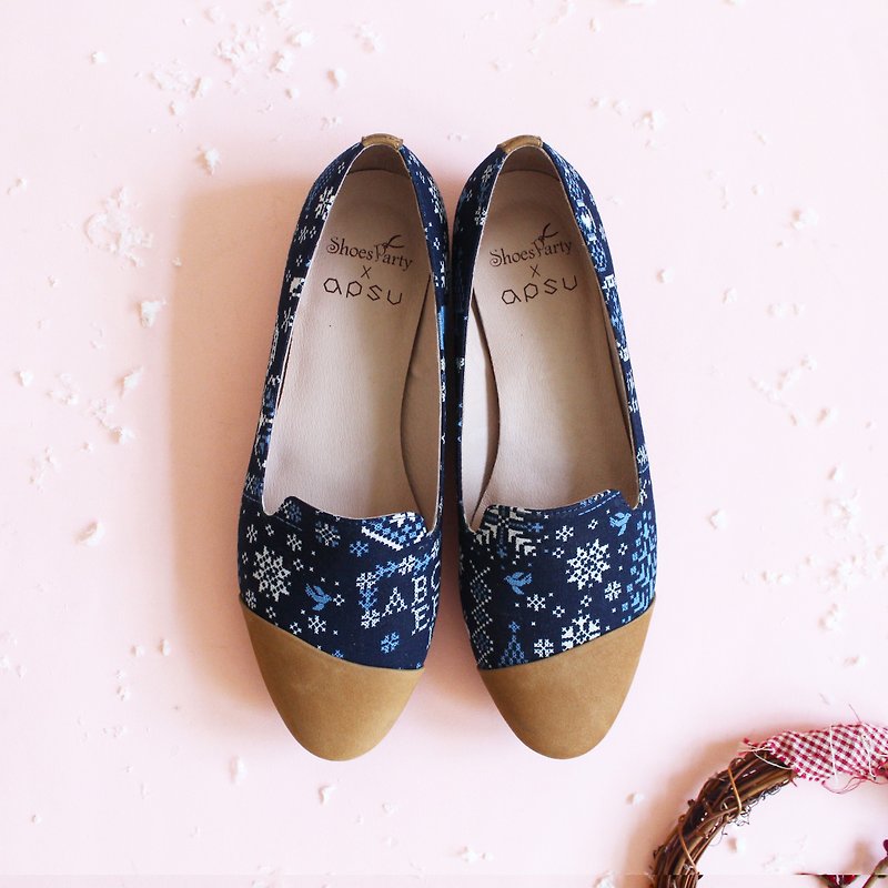 [24.5 Spot] Falling into the Star Ou Bula / Handmade / Japanese Fabric / M2-18118F - Women's Casual Shoes - Cotton & Hemp Blue