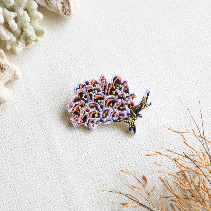 Cyerce nigricans nudibranch embroidery badge - Badges & Pins - Thread Multicolor