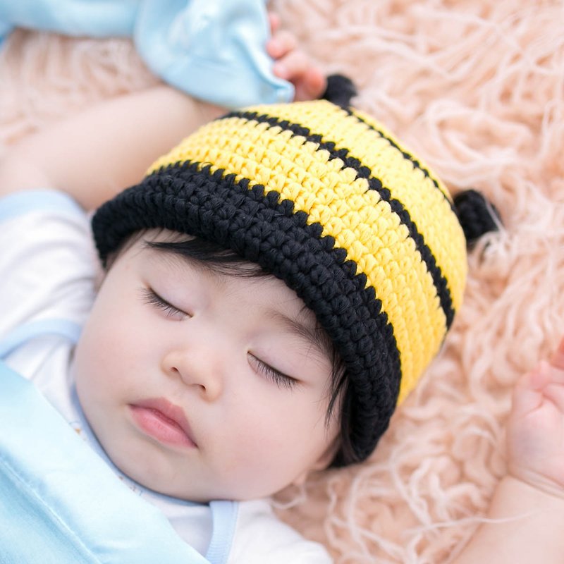 Cutie Bella手工編織帽Bumblebee - 嬰兒帽子/髮帶 - 棉．麻 黃色