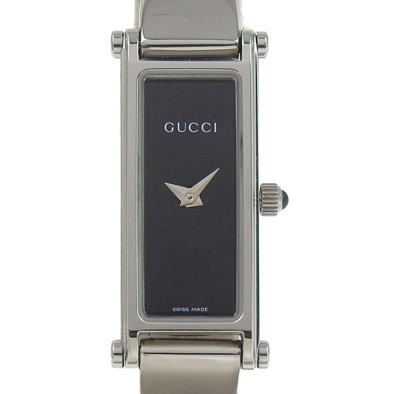 【日本直送】グッチ GUCCI バングルウォッチ 腕時計 1500L SS クオーツ アナログ表示 黒文字盤 レディース【中古】 - 女錶 - 不鏽鋼 銀色