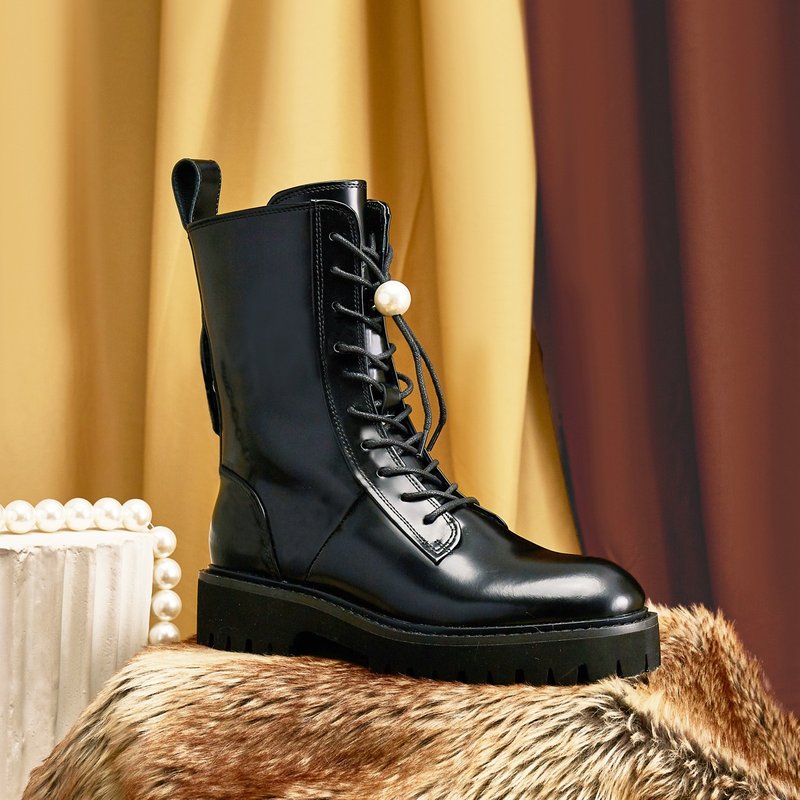 | HOA | 低筒綁帶馬丁靴 | 基本款 | 5563 | - 女款短靴 - 真皮 黑色