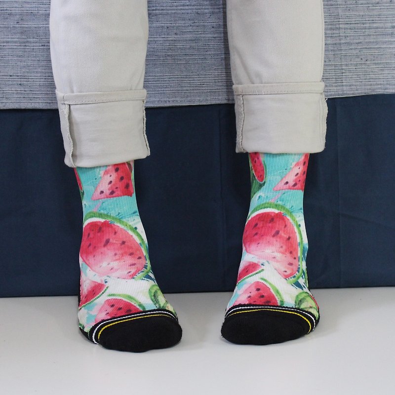 Xiaochuang Socks-Summer Watermelon - ถุงเท้า - ผ้าฝ้าย/ผ้าลินิน สึชมพู