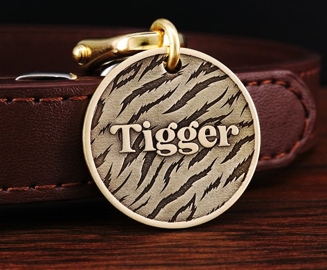 Engraved Pet ID Tag for Dog and Cat, Ring Dog Tag, Single Sided Ring Pet Tag  - Shop bsilver925 Collars & Leashes - Pinkoi