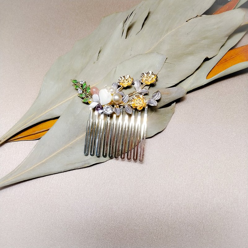 Wearing a happy pearl harbor series - bridal hair comb. French comb. Self-service wedding 047-1 - Hair Accessories - Other Metals Gold