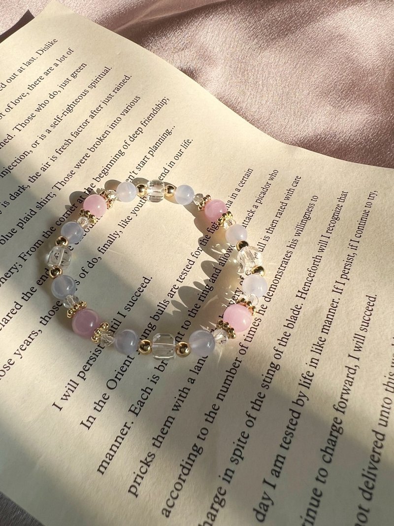 Kunzite White Crystal Rubik's Cube Blue Agate Crystal Bracelet Bracelet - สร้อยข้อมือ - คริสตัล 