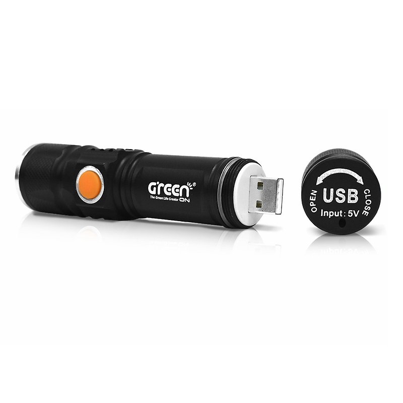 GREENON 超強光USB充電手電筒 T6 LED - 其他 - 其他金屬 