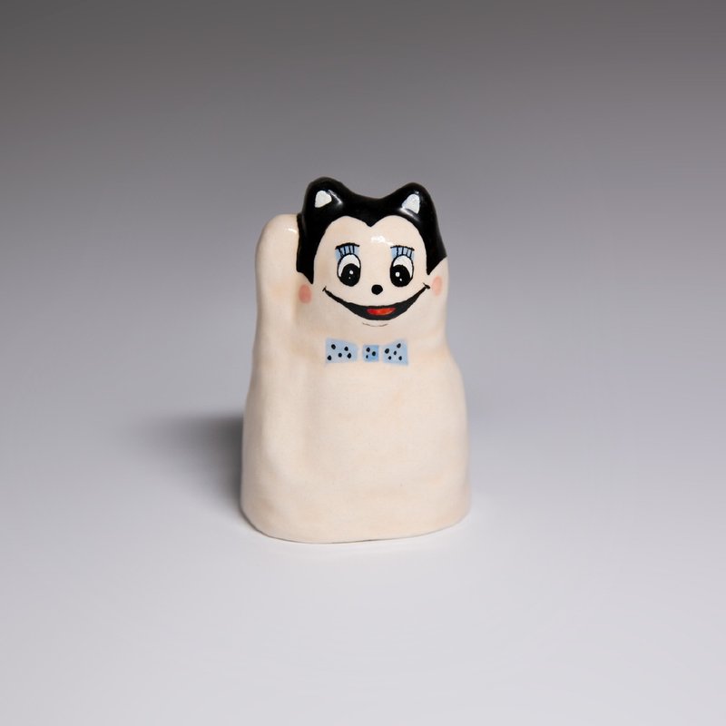 街頭開運招財貓-花蓮Mickey喵 - 擺飾/家飾品 - 陶 白色