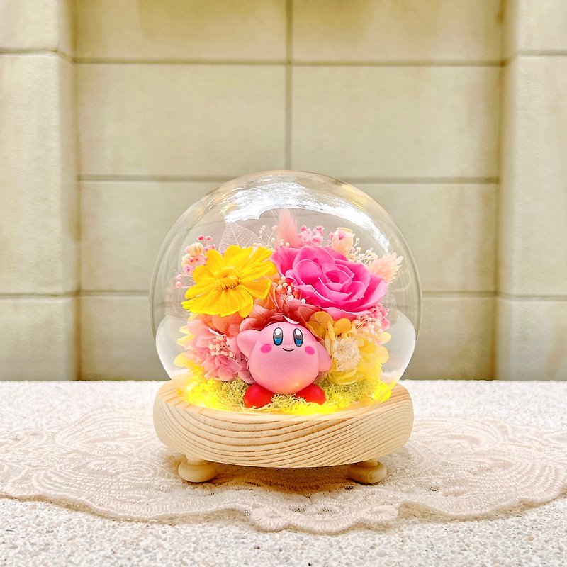 星之卡比/Kirby/永生花/乾燥花/夜燈/玻璃盅罩 - 乾花/永生花 - 植物．花 多色