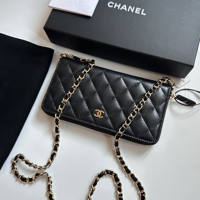 CHANEL 香奈兒 Matelassé 珍珠魚子醬皮革 CC 標誌 鏈條肩背包 - 側背包/斜背包 - 真皮 黑色