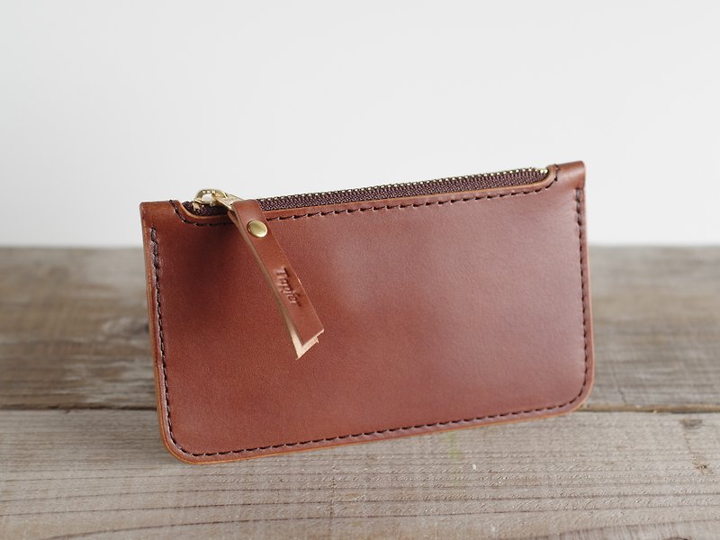 Nume leather key pouch (key case) Brown - กระเป๋าเครื่องสำอาง - หนังแท้ สีนำ้ตาล