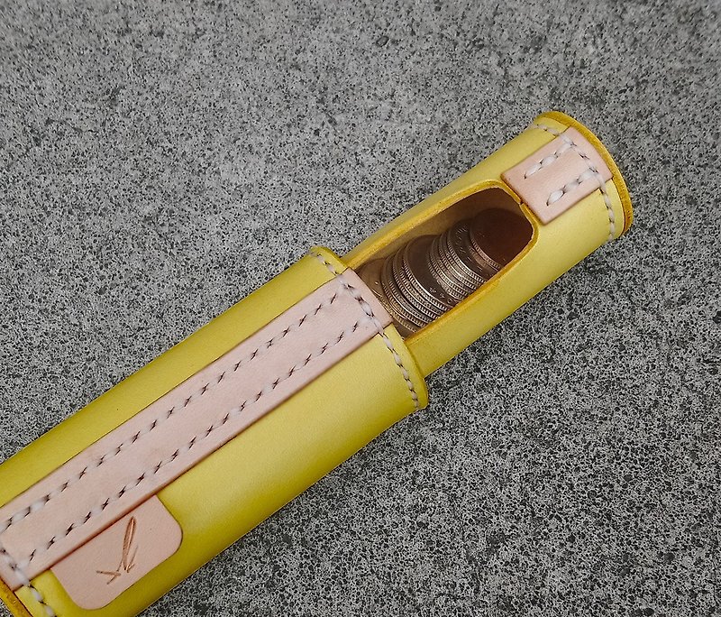 把握III-檸檬黃色專利圓筒零錢包(無勾釦) - 散紙包 - 真皮 黃色