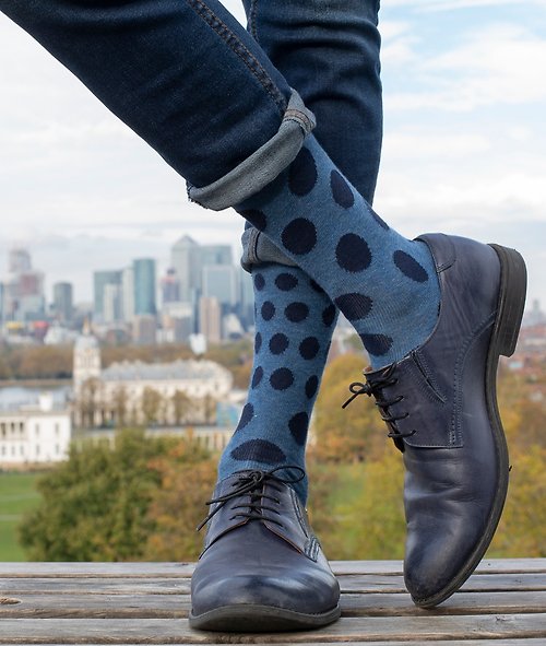 MrD London 香港經銷 MrD London 英倫紳士襪 – 圓點 – 靛藍