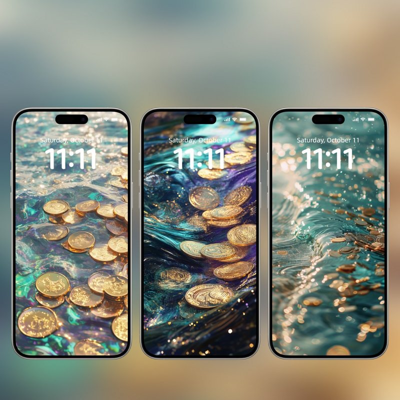 能量壁紙系列 |手機桌布| 流水生金 能量手機壁紙W0005 - 電子似顏繪/繪畫/插畫 - 其他材質 