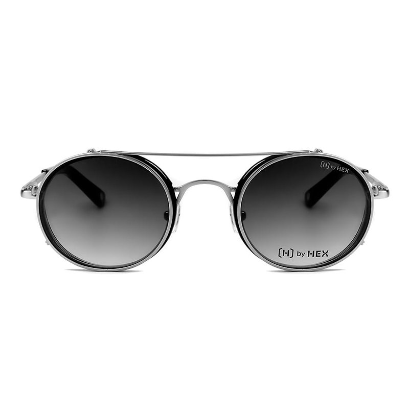 Optical with front hanging sunglasses | Sunglasses | Black round frame | Made in Taiwan - กรอบแว่นตา - วัสดุอื่นๆ สีดำ