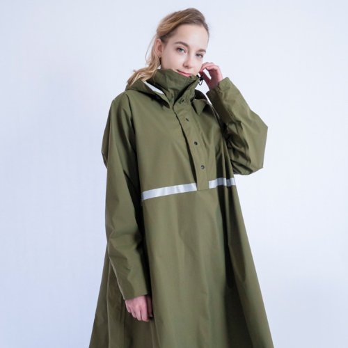dodo機能服飾 | 會呼吸的雨衣 輕便簡易可拆連帽單件式雨衣-軍綠