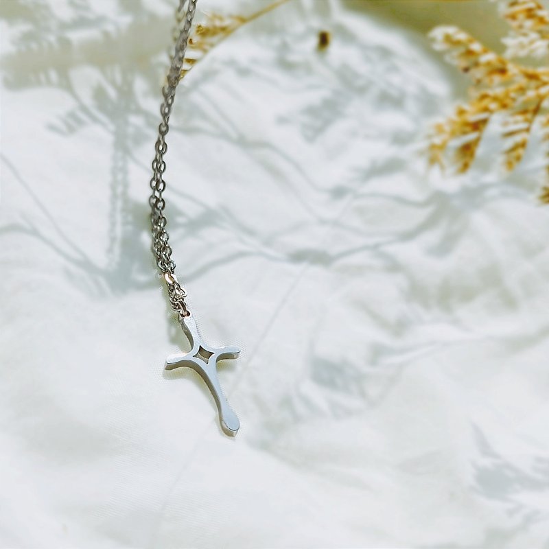 Original Design Titanium Steel Cross Necklace/Christian Gift/Gospel/Baptism Gift/Faith - Necklaces - Stainless Steel 
