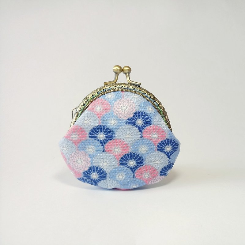 【百花齊放-藍】口金包 零錢包 手拿包 聖誕交換禮物 新年禮物 - 手拿包 - 棉．麻 藍色