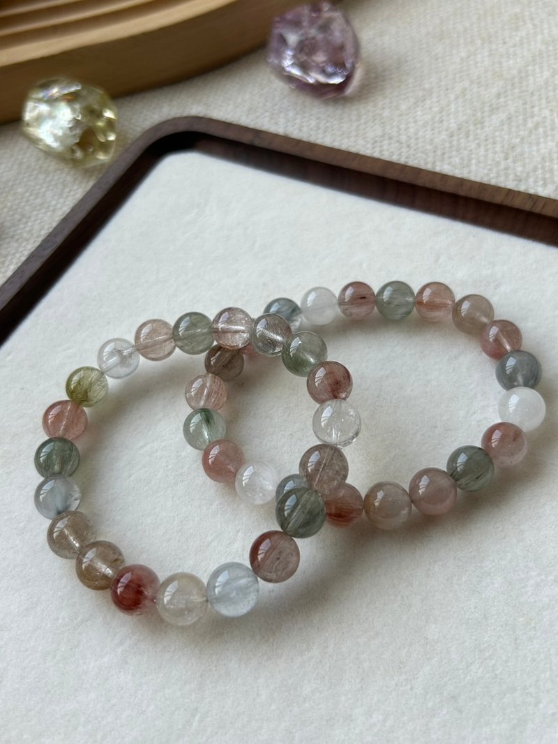 Huaguang-Zangjing Pavilion | Colored Rabbit Fur-Rutilated Quartz | Corresponding to the sun chakra and the bottom chakra - Bracelets - Crystal 