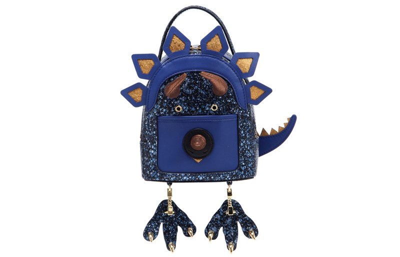 Little Mons Leather with PVC Backpack Medium - กระเป๋าเป้สะพายหลัง - หนังแท้ สีน้ำเงิน