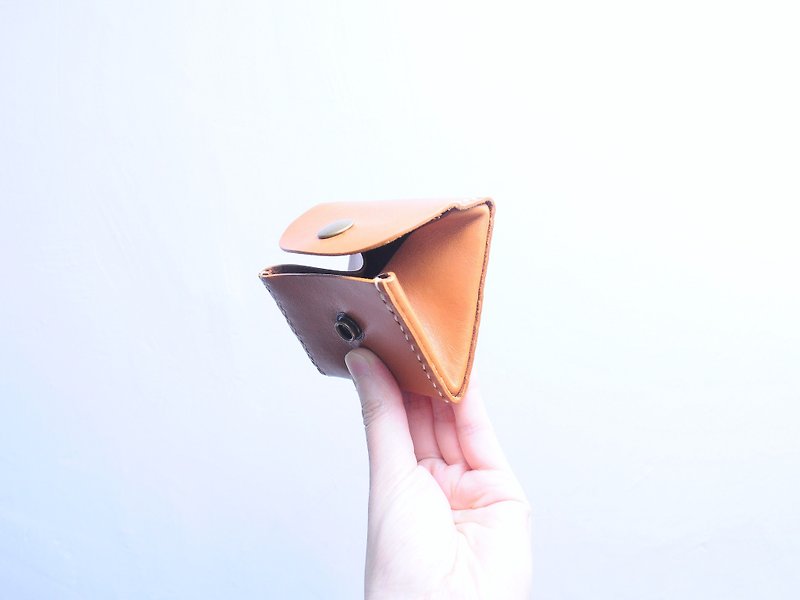 [Classic box-shaped coin purse] Well-stitched leather material bag, free embossed hand bag coin purse loose paper bag simple and practical Italian leather vegetable tanned leather leather DIY earphone headset - กระเป๋าใส่เหรียญ - หนังแท้ สีนำ้ตาล
